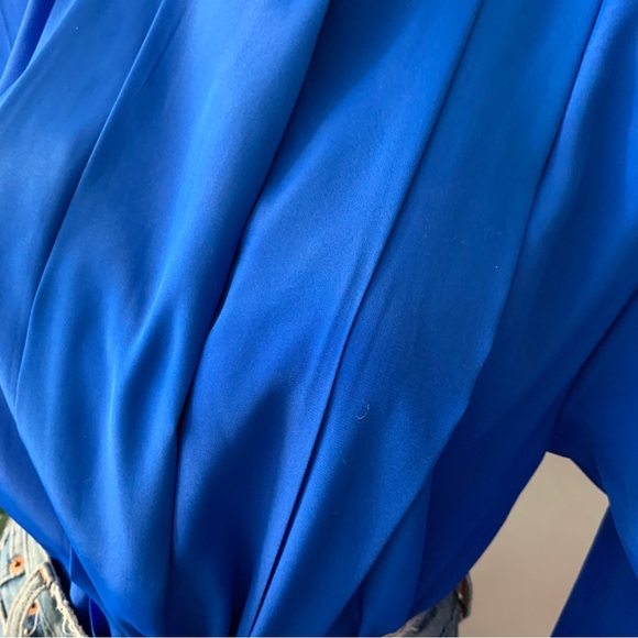 v i n t a g e :: Draped Pleated High Neck Satin Blouse - Picture 4 of 13